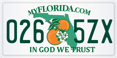 FL license plate 0265ZX