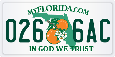 FL license plate 0266AC