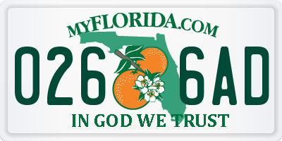 FL license plate 0266AD