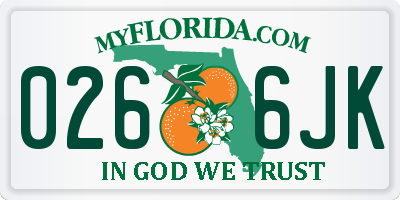 FL license plate 0266JK