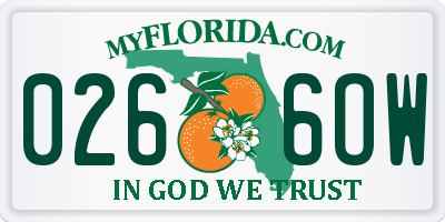 FL license plate 0266OW