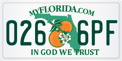 FL license plate 0266PF