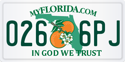 FL license plate 0266PJ