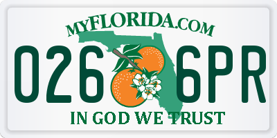 FL license plate 0266PR