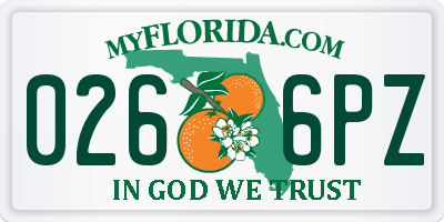 FL license plate 0266PZ