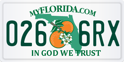 FL license plate 0266RX