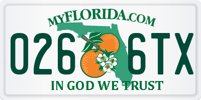 FL license plate 0266TX