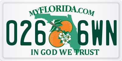 FL license plate 0266WN