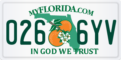 FL license plate 0266YV