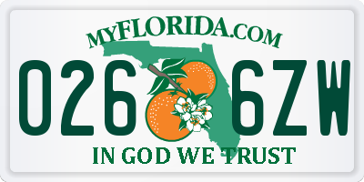 FL license plate 0266ZW