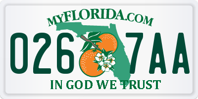 FL license plate 0267AA