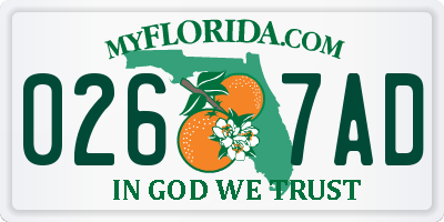 FL license plate 0267AD