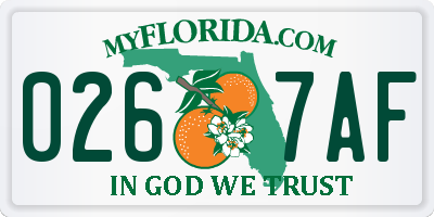 FL license plate 0267AF
