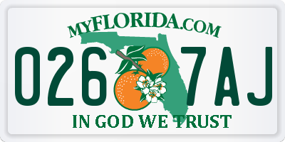 FL license plate 0267AJ