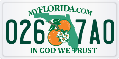 FL license plate 0267AO