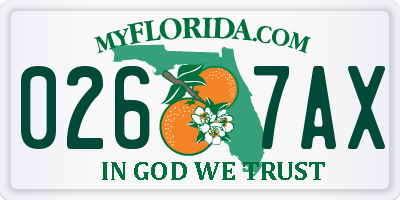 FL license plate 0267AX