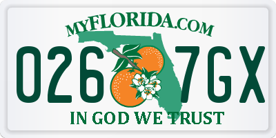 FL license plate 0267GX