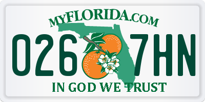 FL license plate 0267HN