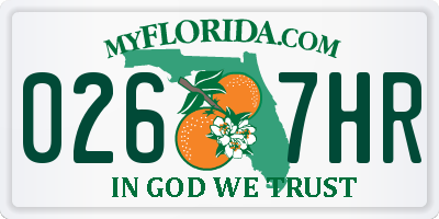 FL license plate 0267HR