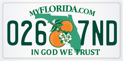 FL license plate 0267ND