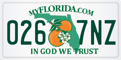 FL license plate 0267NZ