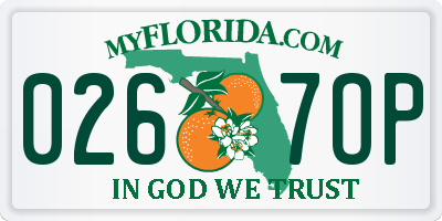 FL license plate 0267OP