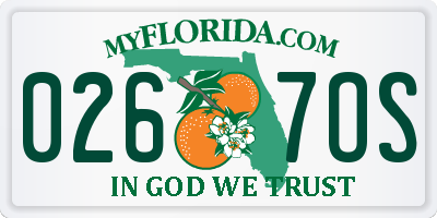 FL license plate 0267OS