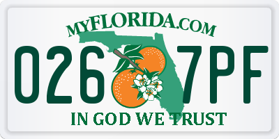 FL license plate 0267PF
