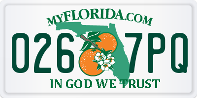 FL license plate 0267PQ