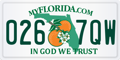 FL license plate 0267QW