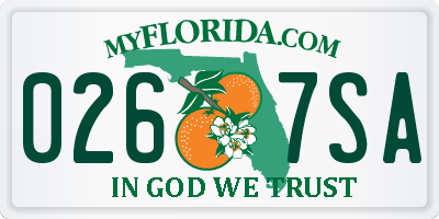 FL license plate 0267SA