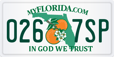 FL license plate 0267SP