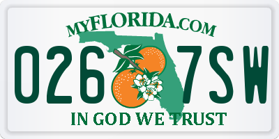FL license plate 0267SW