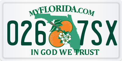 FL license plate 0267SX