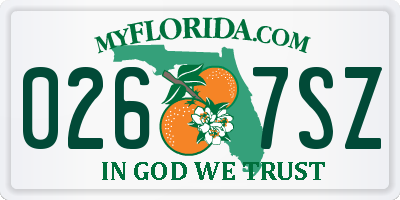 FL license plate 0267SZ