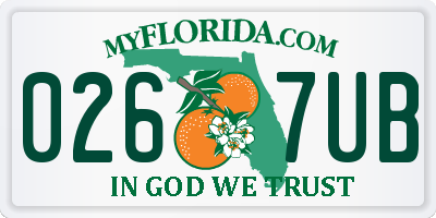 FL license plate 0267UB