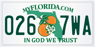 FL license plate 0267WA