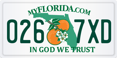FL license plate 0267XD