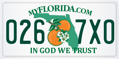 FL license plate 0267XO