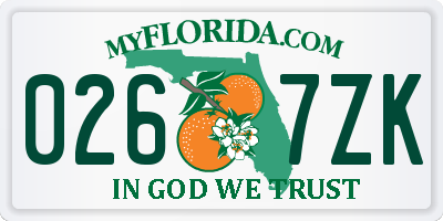 FL license plate 0267ZK