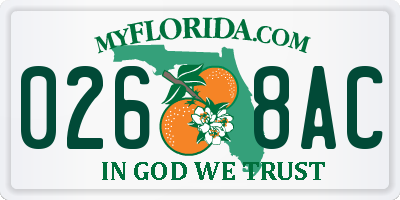 FL license plate 0268AC