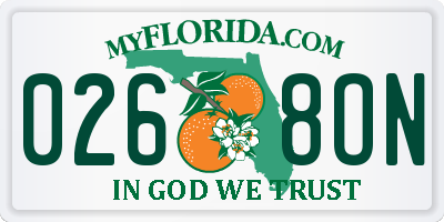 FL license plate 0268ON