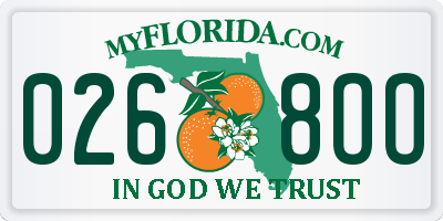 FL license plate 0268OO