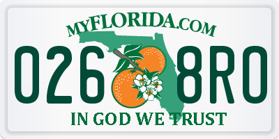 FL license plate 0268RO