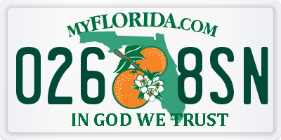 FL license plate 0268SN