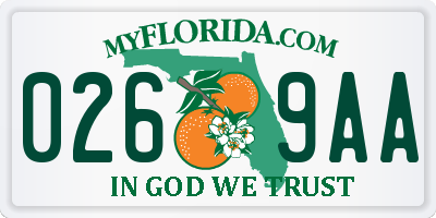 FL license plate 0269AA