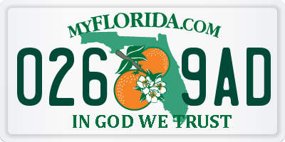 FL license plate 0269AD
