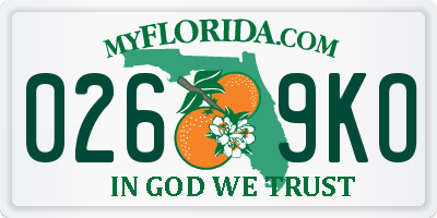 FL license plate 0269KO