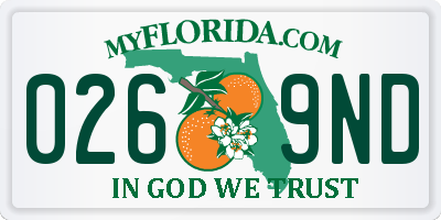 FL license plate 0269ND