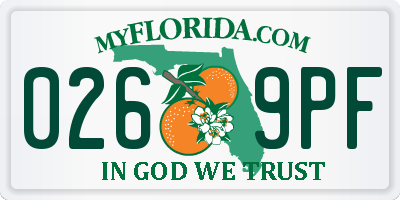 FL license plate 0269PF